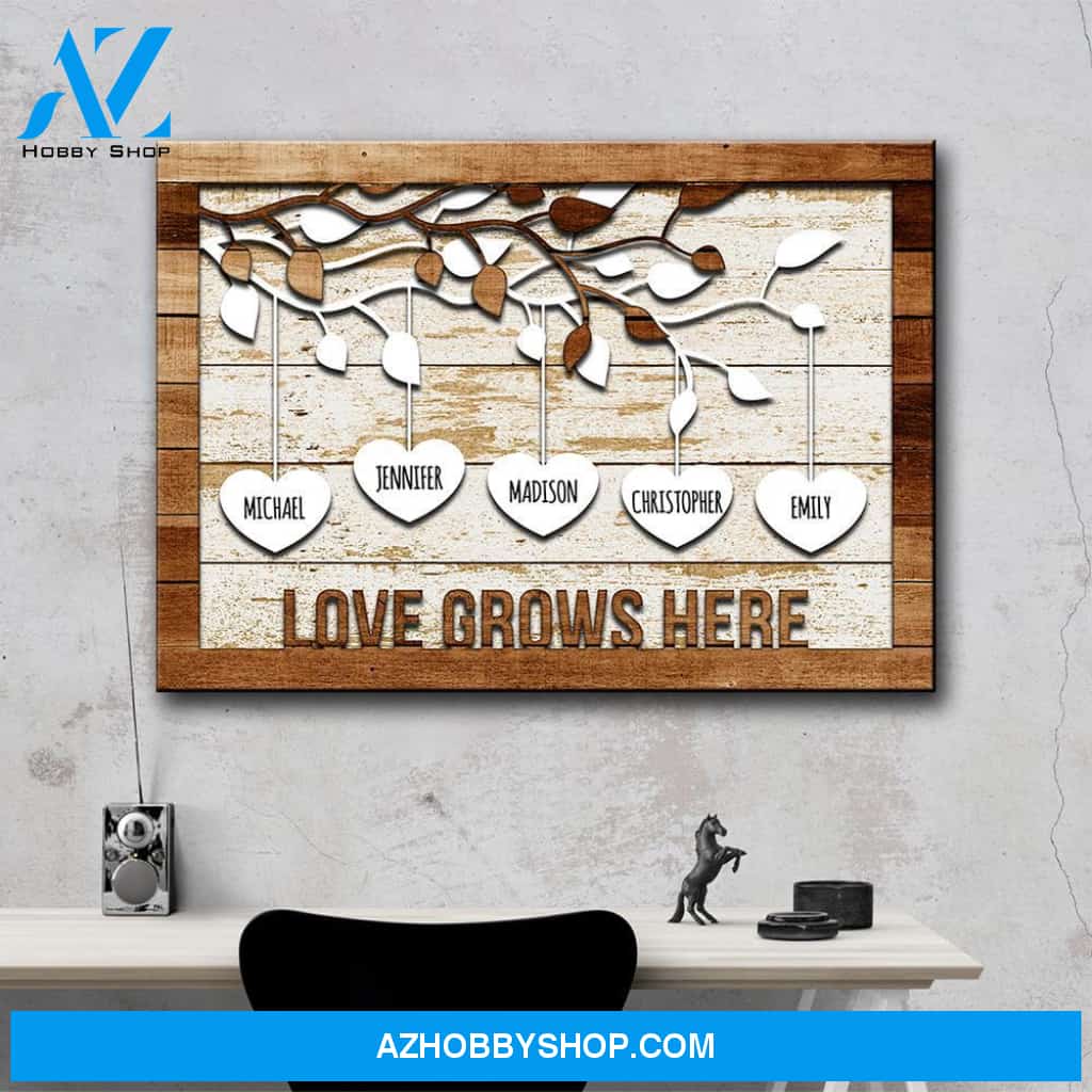 Family Tree Hearts Multi-Names Premium Canvas