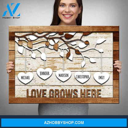 Family Tree Hearts Multi-Names Premium Canvas