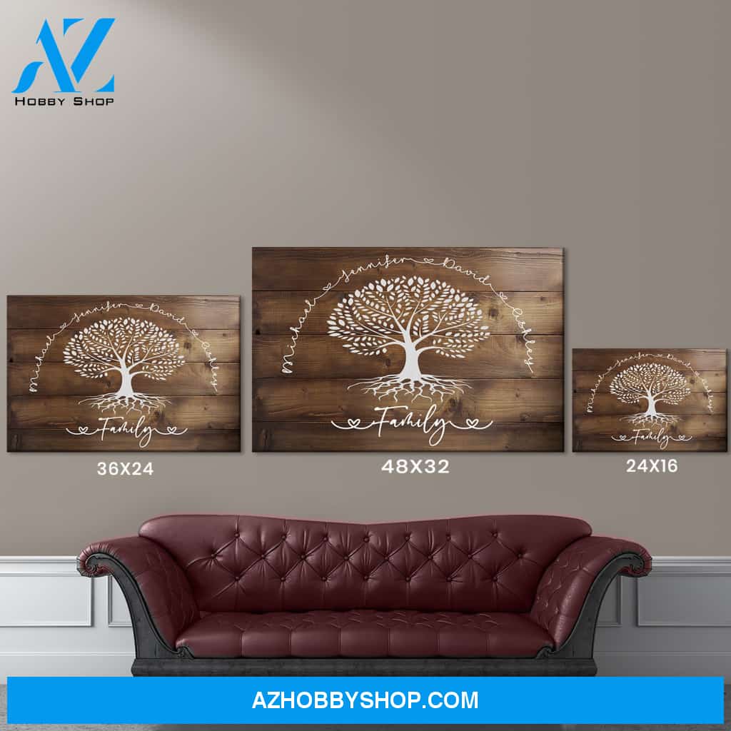 Family Tree Wood-Inspired Premium Canvas
