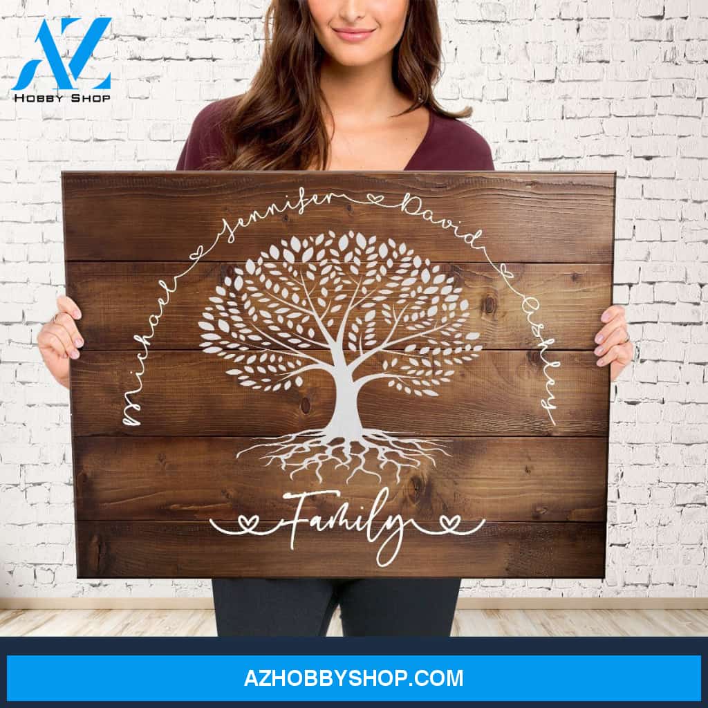 Family Tree Wood-Inspired Premium Canvas