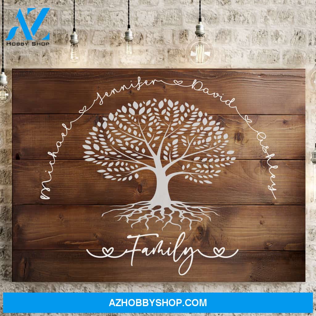 Family Tree Wood-Inspired Premium Canvas