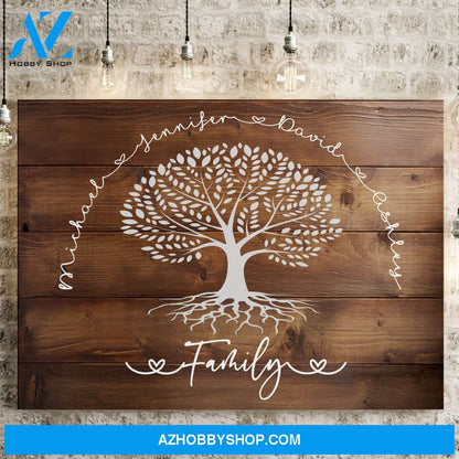 Family Tree Wood-Inspired Premium Canvas