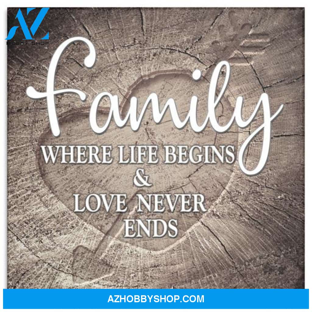 Family Where Life Begins and Love never ends Canvas And Poster, Wall Decor Visual Art