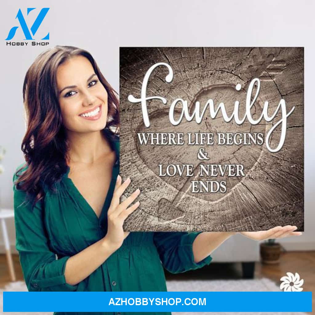 Family Where Life Begins and Love never ends Canvas And Poster, Wall Decor Visual Art