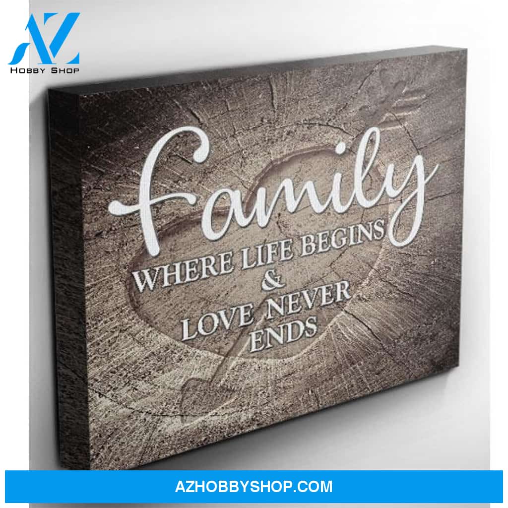 Family Where Life Begins and Love never ends Canvas And Poster, Wall Decor Visual Art