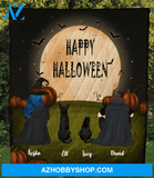 Family With 1 Dog and 1 Cat - Halloween Quilt Blanket, Happy Halloween