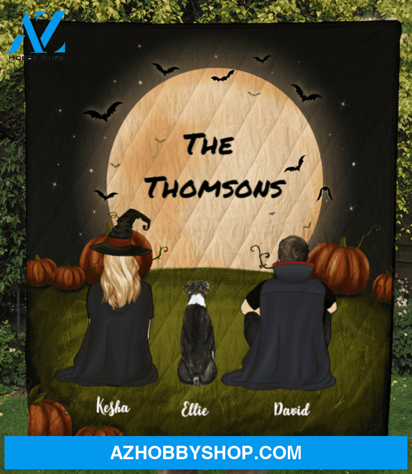 Family With 1 Dog - Halloween Quilt Blanket