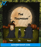 Family With 1 Dog - Halloween Quilt Blanket