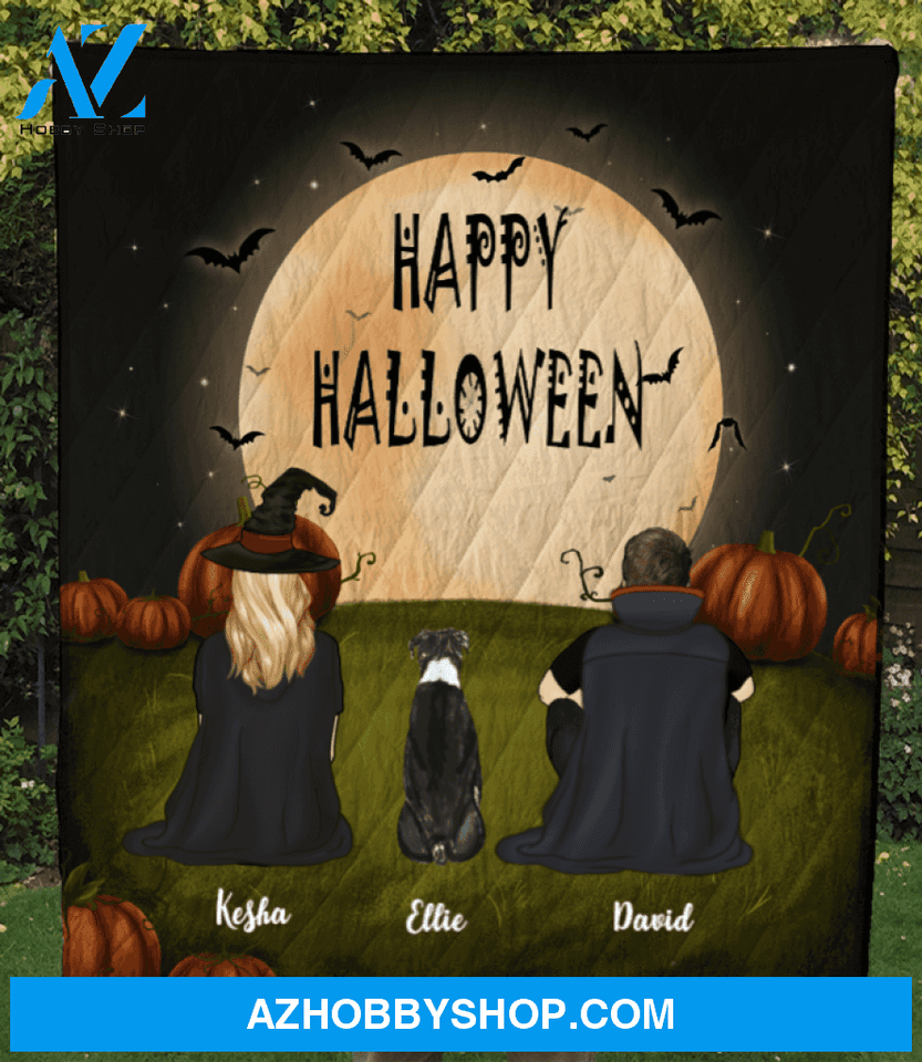 Family With 1 Dog - Halloween Quilt Blanket, Happy Halloween