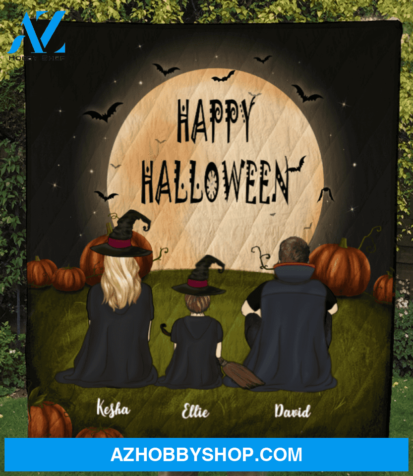 Family With 1 Kid - Halloween Quilt Blanket, Happy Halloween