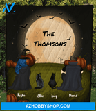 Family With 2 Cats - Halloween Quilt Blanket