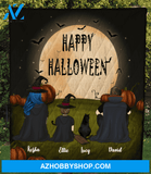 Family With Kids And Pets - Halloween Quilt Blanket, Happy Halloween
