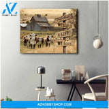 Farm and Hereford Cow Canvas Together Wall Art Decor