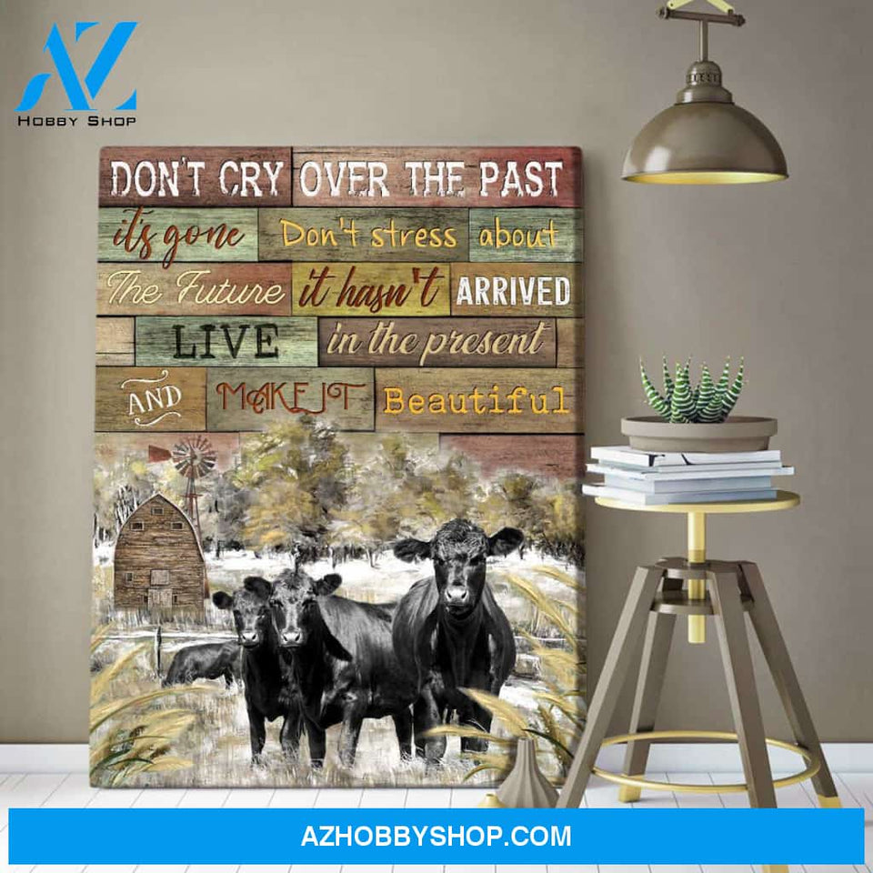 Farm Angus Cows Don't Cry Over The Past Canvas Wall Art Decor