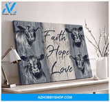 Farm Angus Cows Faith Hope Love Canvas Wall Art Decor