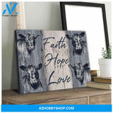 Farm Angus Cows Faith Hope Love Canvas Wall Art Decor