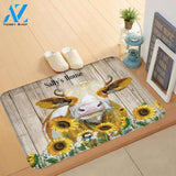 Farm Animal Cattle Cow And Sunflower Front Door Mats Personalized Doormat Rug Housewarming Gift Family Welcome Mat Custom Funny Birthday
