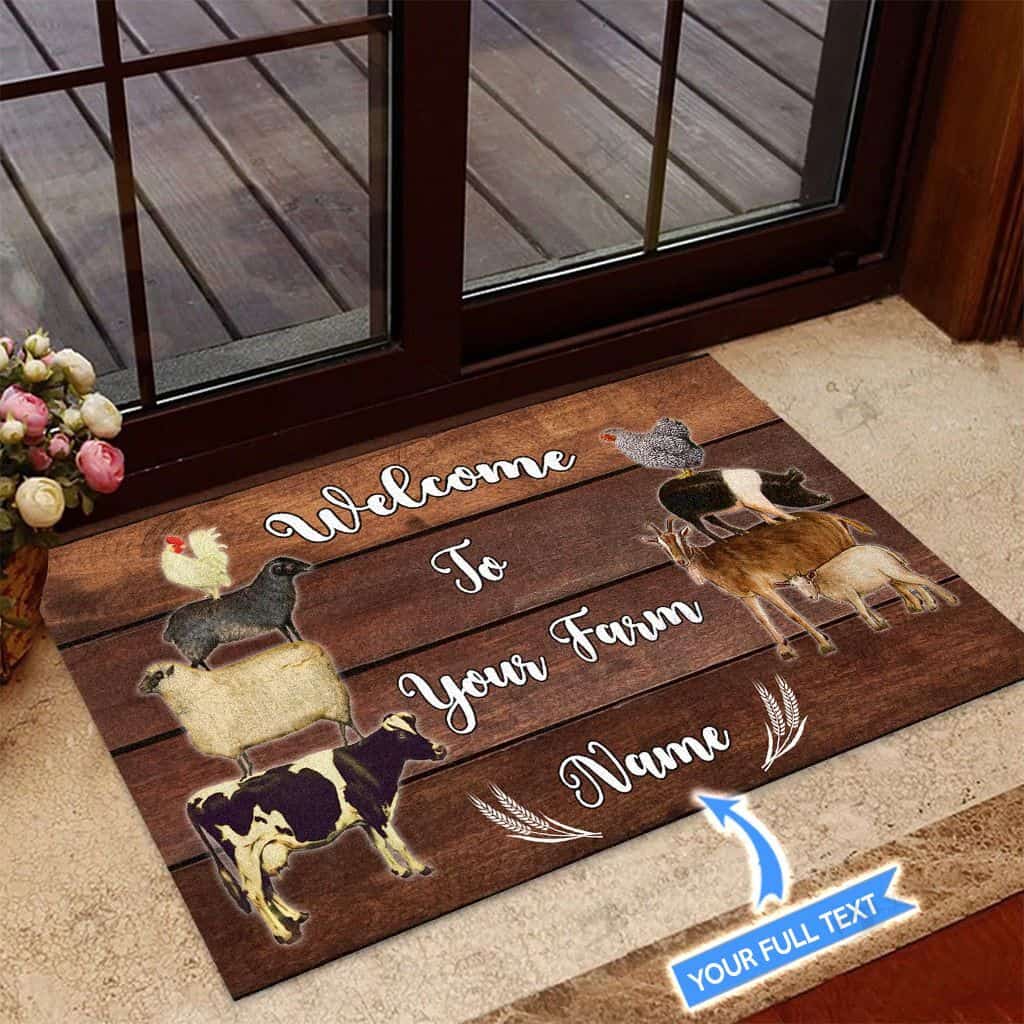 Farm Animal Welcome Personalized Custom Name Doormat Welcome Mat