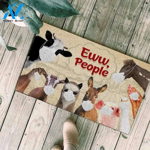 Farm Animals Face Mask Eww People Animal Doormat Funny Welcome Mat Farm Rug Farmer House Decor Housewarming Gift Gift for Famer Friend for Farm Animal Lovers