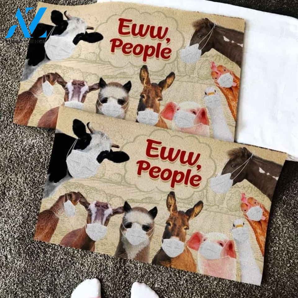 Farm Animals Face Mask Eww People Animal Doormat Funny Welcome Mat Farm Rug Farmer House Decor Housewarming Gift Gift for Famer Friend Family Gift for Farm Animal Lovers