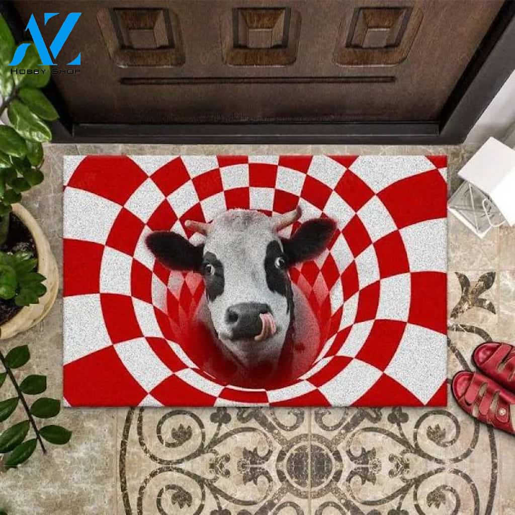 Farm Animals Illusion Cow Doormat