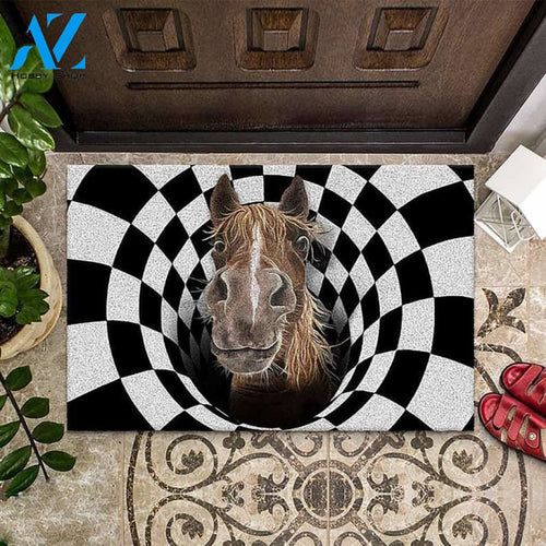 Farm Animals Illusion Horse Doormat Welcome Mat House Warming Gift Home Decor Gift for Dog Lovers Funny Doormat Gift Idea