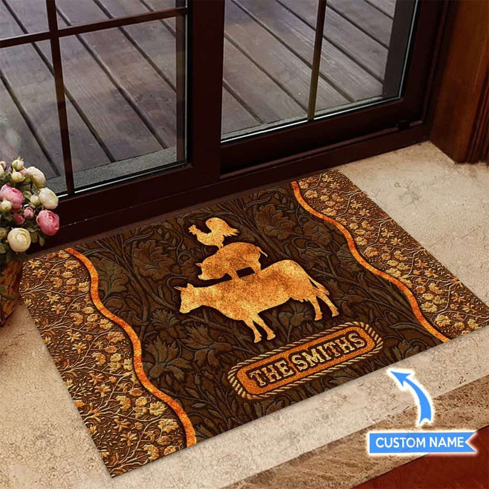 Farm Animals Personalized Custom Name Doormat Welcome Mat