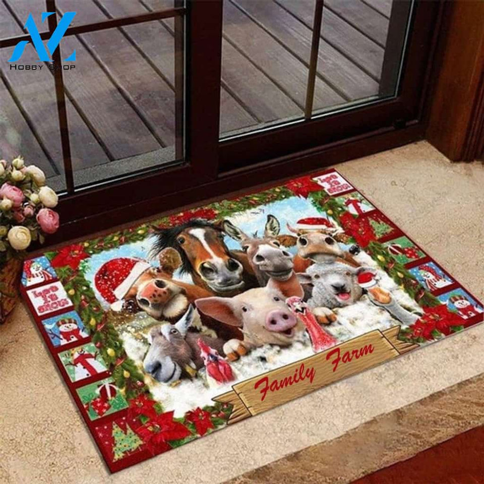Farm Animals Snowman Xmas Doormat Cute Welcome Mat Housewarming Home Decor Funny Doormat Gift For Friend