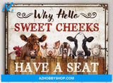 Farm Animals - Why Hello Sweet Cheeks, Funny Farm Animals For Farmhouse Bathroom Decor, Canvas And Poster, Wall Decor Visual Art 1