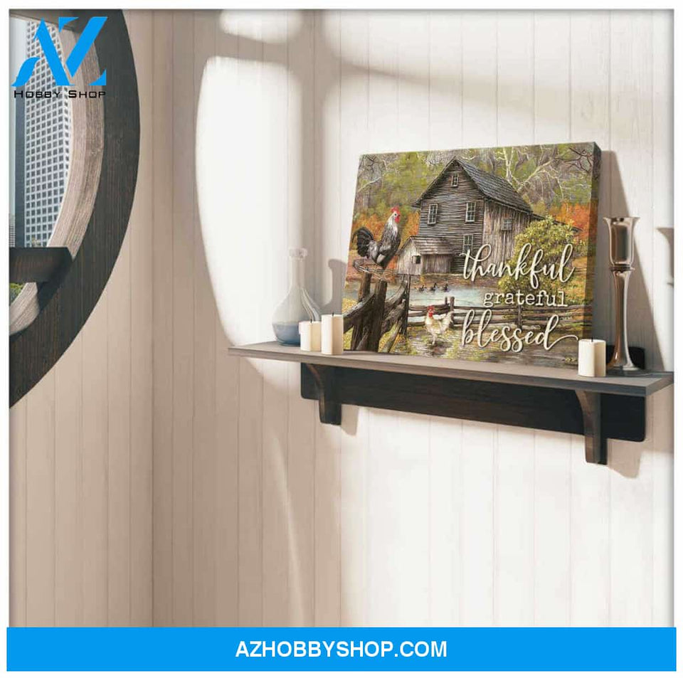 Farm Canvas Thankful Grateful Blessed Wall Art Decor