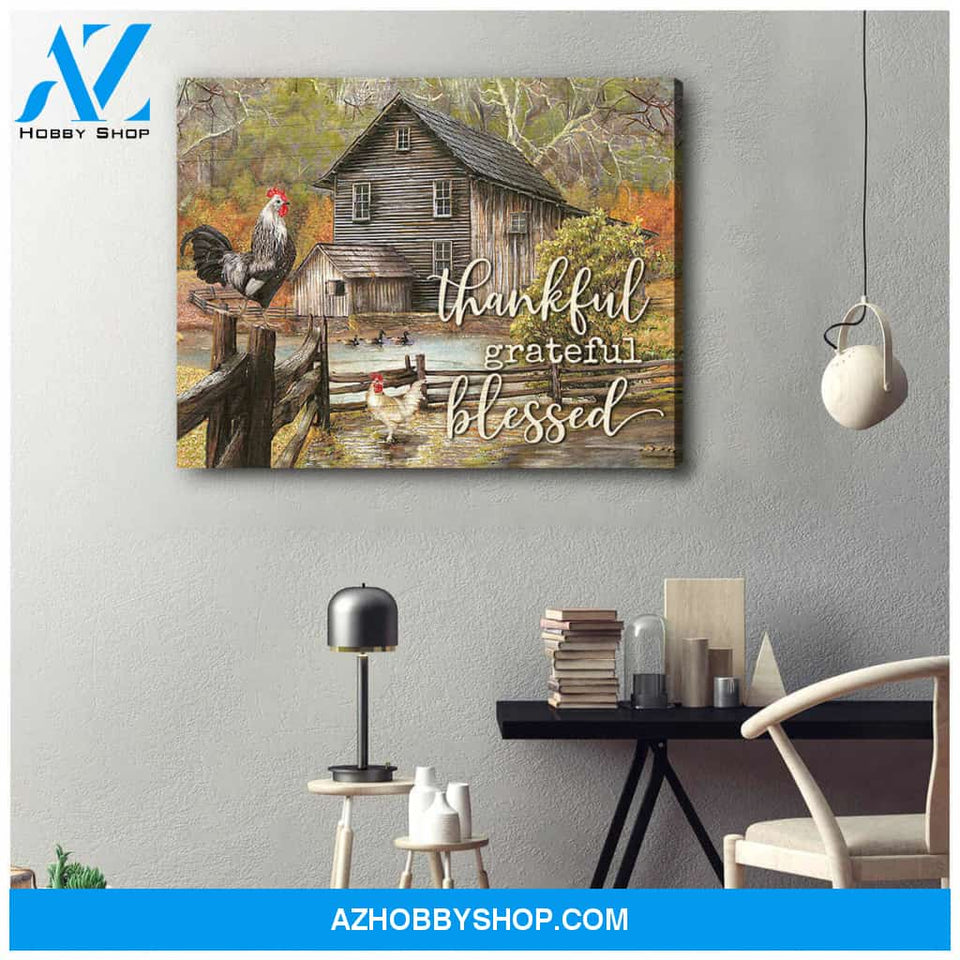 Farm Canvas Thankful Grateful Blessed Wall Art Decor
