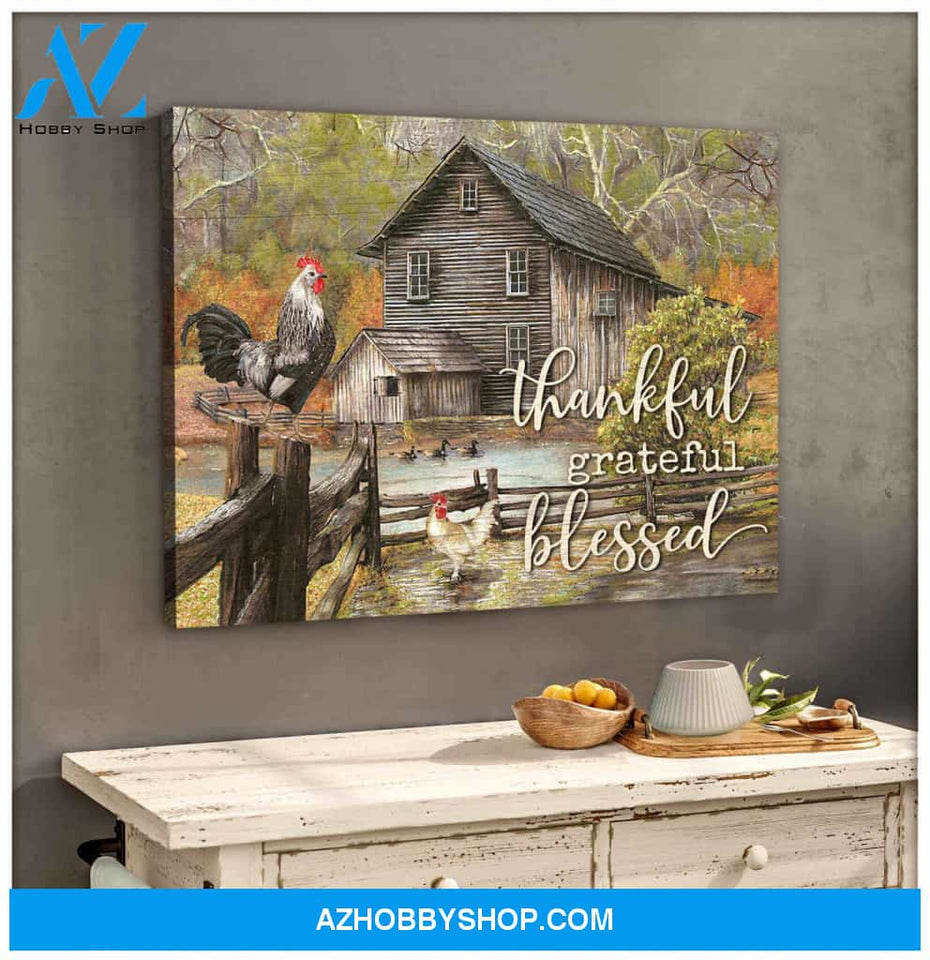Farm Canvas Thankful Grateful Blessed Wall Art Decor