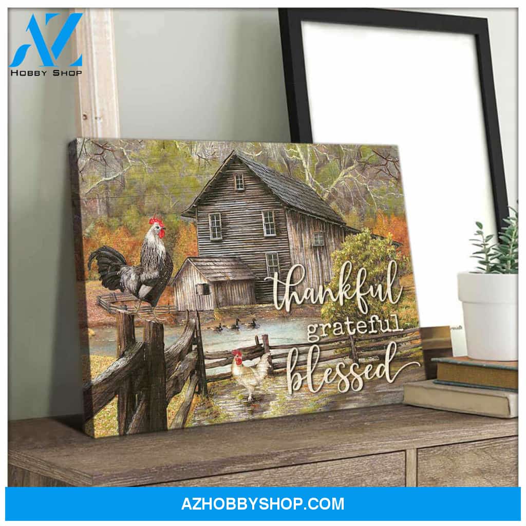 Farm Canvas Thankful Grateful Blessed Wall Art Decor