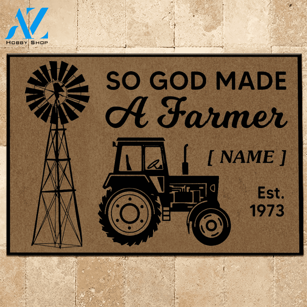 Farm Custom Doormat So God Made A Farmer | WELCOME MAT | HOUSE WARMING GIFT