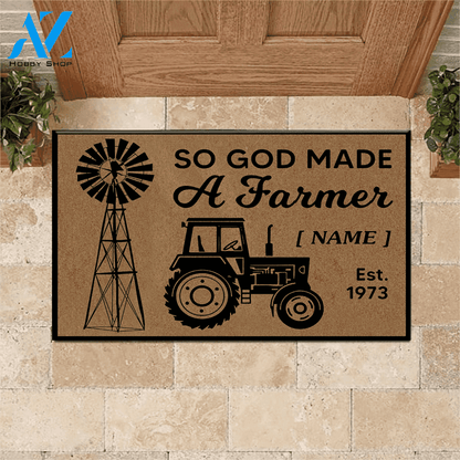 Farm Custom Doormat So God Made A Farmer | WELCOME MAT | HOUSE WARMING GIFT