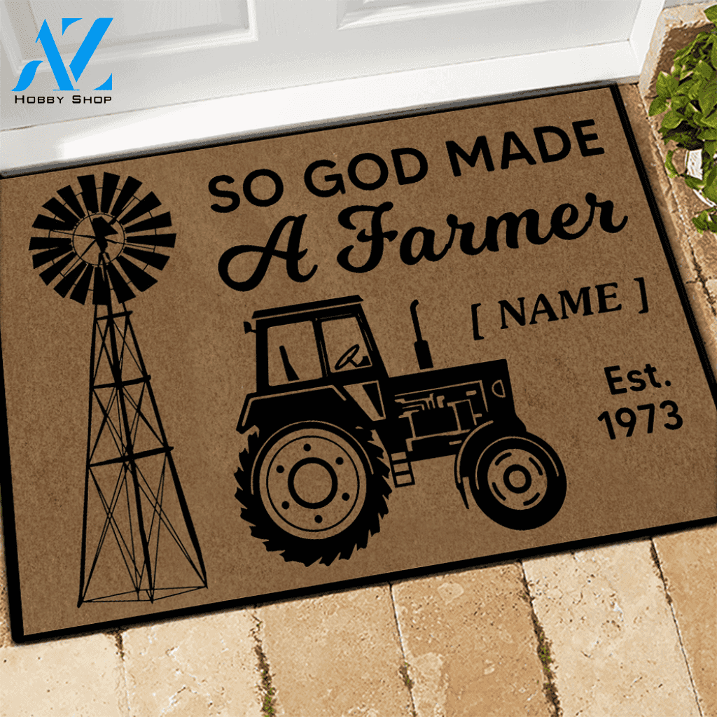 Farm Custom Doormat So God Made A Farmer | WELCOME MAT | HOUSE WARMING GIFT