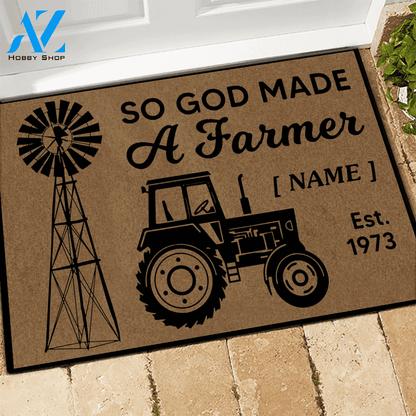 Farm Custom Doormat So God Made A Farmer | WELCOME MAT | HOUSE WARMING GIFT