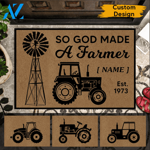 Farm Custom Doormat So God Made A Farmer | WELCOME MAT | HOUSE WARMING GIFT