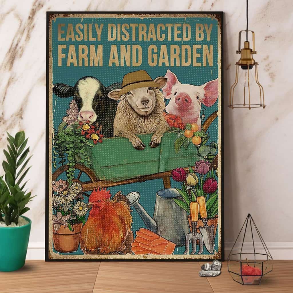 Farm Easily Distracted By Farm And Garden Canvas And Poster, Wall Decor Visual Art