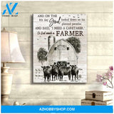 Farm Farmhouse Angus Cow Canvas So God made a farmer Wall Art Decor