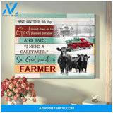 Farm Farmhouse Angus Cow So God made a farmer V.C Canvas Wall Art Decor