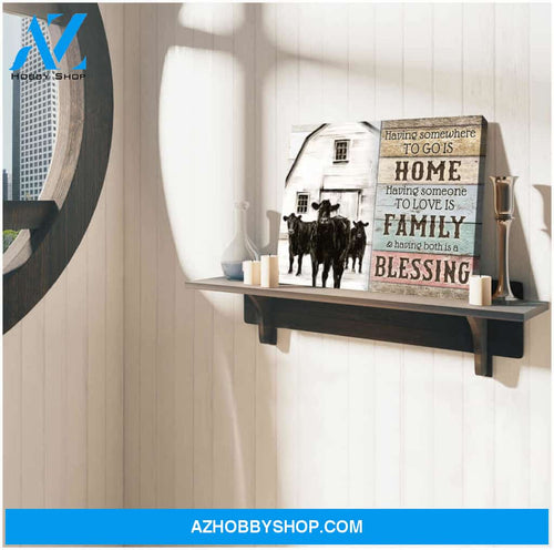 Farm Farmhouse Angus Cows Canvas Having both is a blessing Wall Art Decor