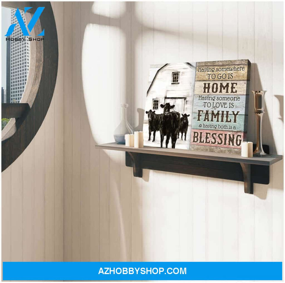 Farm Farmhouse Angus Cows Canvas Having both is a blessing Wall Art Decor