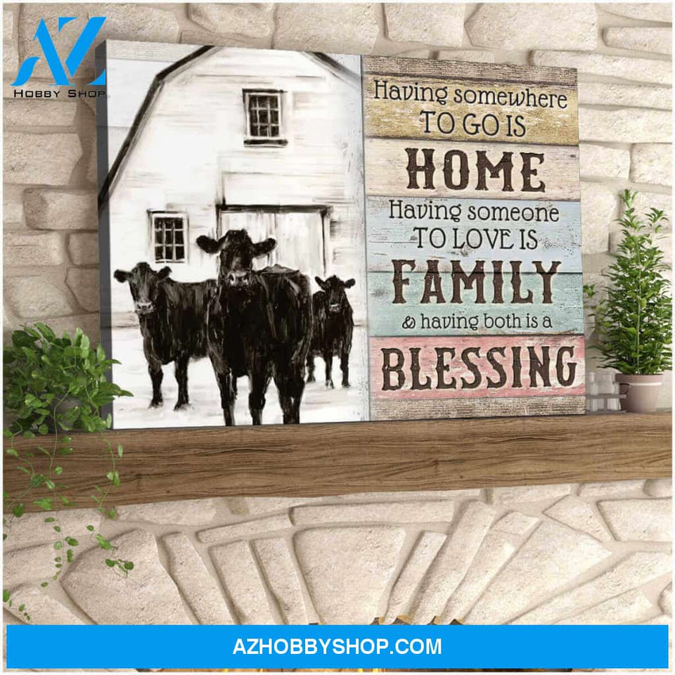Farm Farmhouse Angus Cows Canvas Having both is a blessing Wall Art Decor