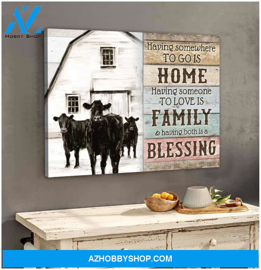 Farm Farmhouse Angus Cows Canvas Having both is a blessing Wall Art Decor
