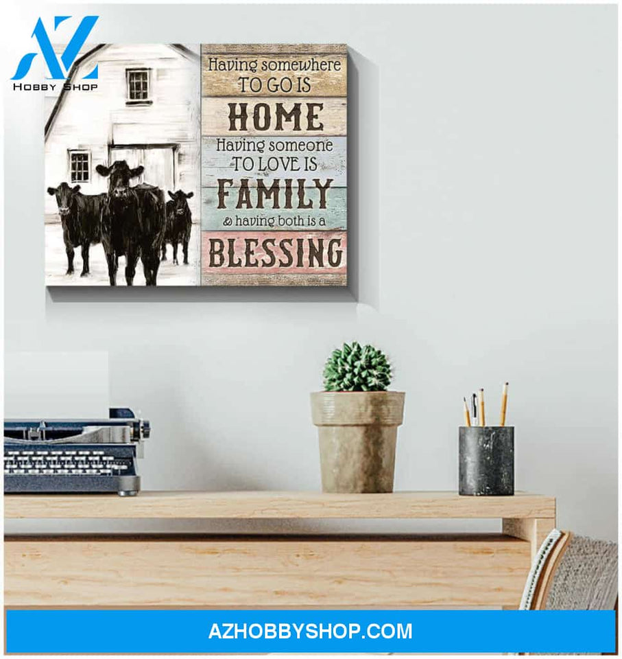 Farm Farmhouse Angus Cows Canvas Having both is a blessing Wall Art Decor