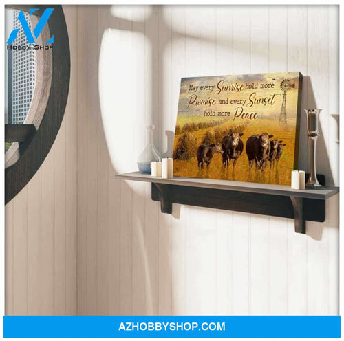 Farm Farmhouse Angus Cows Canvas May every sunrise Wall Art Decor