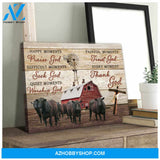 Farm Farmhouse Angus Cows Canvas Thank God Wall Art Decor