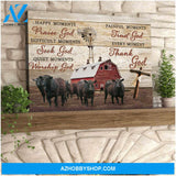 Farm Farmhouse Angus Cows Canvas Thank God Wall Art Decor