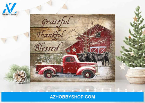 Farm Farmhouse Angus Cows Grateful Thankful Blessed Canvas Wall Art Decor